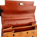 MCM Brown Leather Visetos Kelly Style Top Handle Handbag