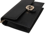 Gucci Black Leather Interlocking GG Wallet On Chain Crossbody Bag