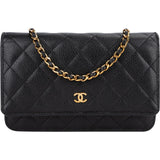 Chanel Quilted Caviar Leather Wallet On Chain Crossbody Bag