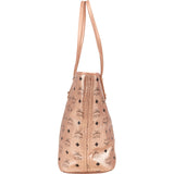 MCM Metallic Monogram Visetos Studded Liz Shopper Shoulder Bag