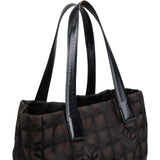Chanel Dark Brown Monogram New Travel Line Small Tote Shoulder Bag