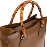 Gucci Brown Leather Bamboo Top Handle Handbag