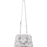 Prada Grey Saffiano Leather Floral Promenade Handbag