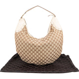 Gucci Monogram GG Canvas Perforated Leather Large Crescent Shoulder Bag