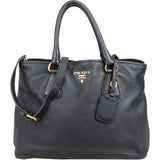 Prada Black Vitello Daino Leather Tote Handbag