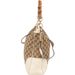 Gucci Monogram GG Canvas Bamboo Hobo Shoulder Bag - vintageandkickz