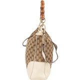 Gucci Monogram GG Canvas Bamboo Hobo Shoulder Bag - vintageandkickz