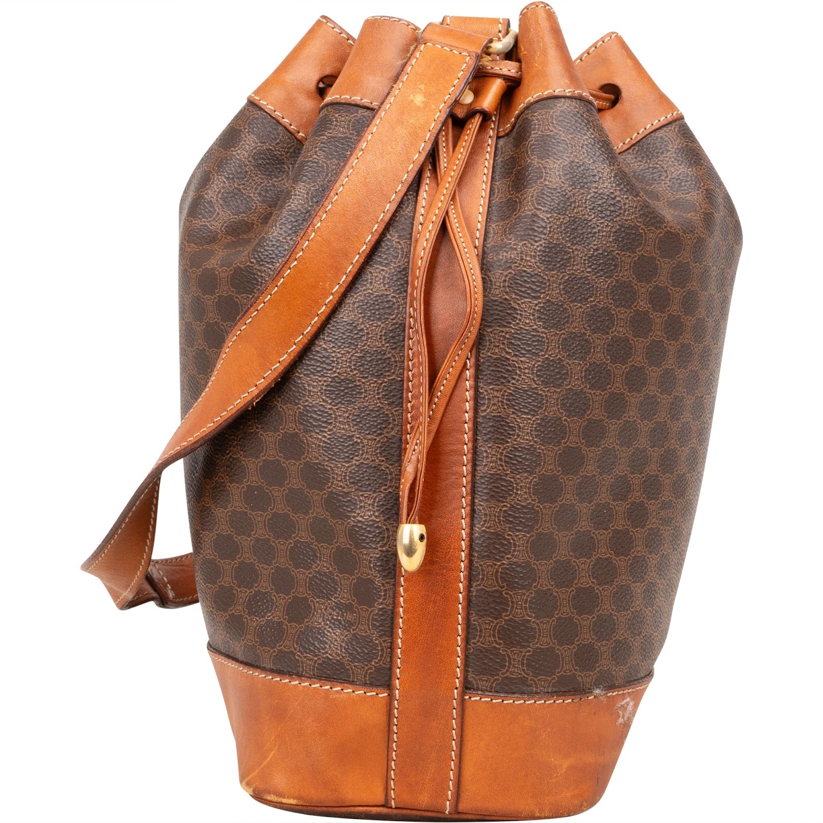 Celine Macadam Canvas Drawstring Bucket Shoulder Bag - vintageandkickz