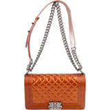 Chanel Quilted Patent Leather Medium Boy Crossbody Bag