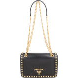 Prada Vitello Daino Studded Flap Crossbody Bag