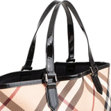 Burberry Nova-Check Monogram Patent Leather Tote Shoulder Bag