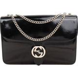 Gucci Patent Leather Interlocking G Shoulder Bag