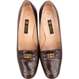 Gucci Brown Leather Vintage GG Loafer Pumps (36,5)