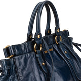 Miu Miu Navy Vitello Lux Leather Satchel Handbag