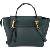 Celine Dark Green Grained Calfskin Belt Nano Handbag