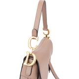 Christian Dior Pink Grained Calfskin Saddle Shoulder Bag
