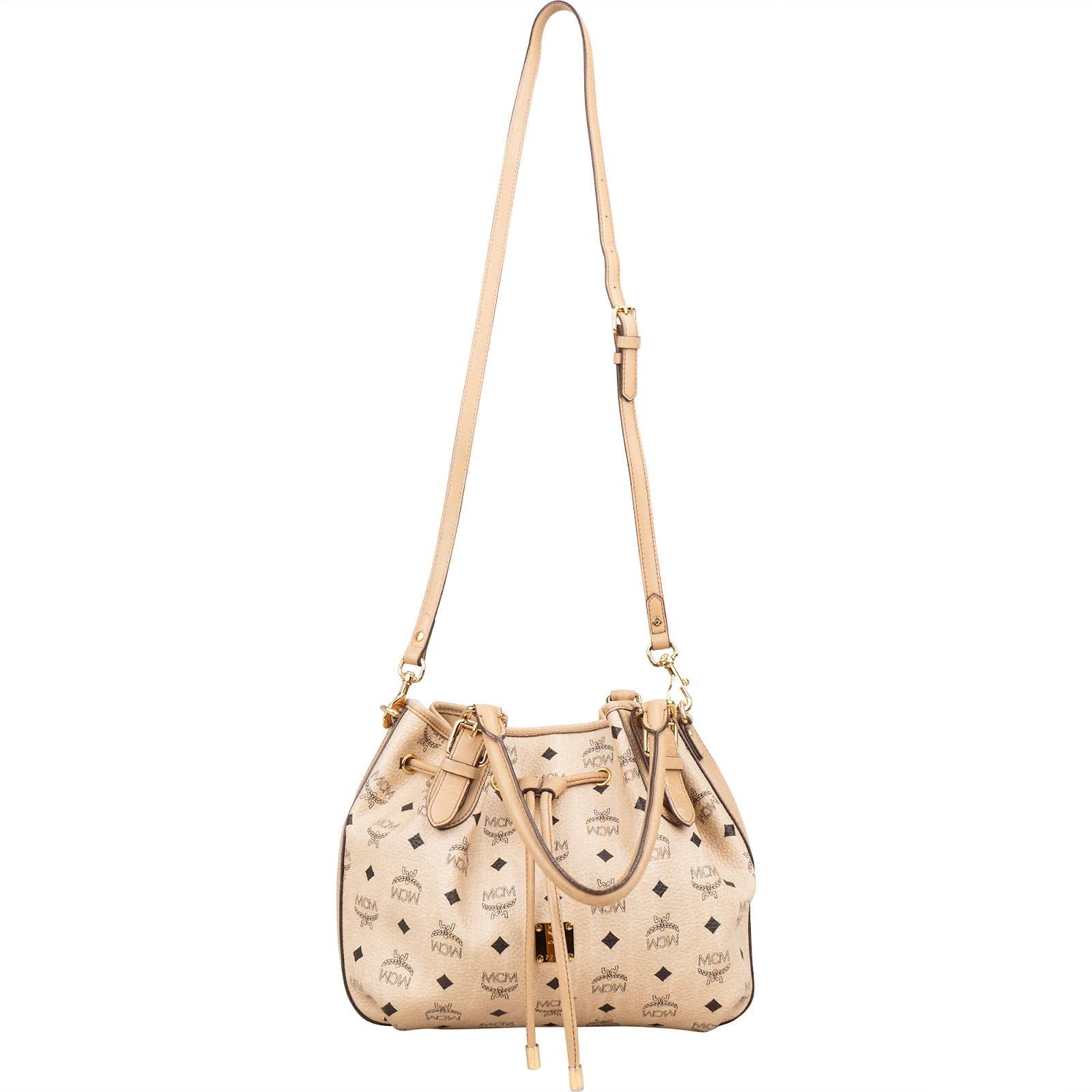 MCM Monogram Visetos Drawstring Handbag - vintageandkickz