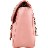 Gucci Pink Leather GG Marmont Matelassé Shoulder Crossbody Bag