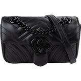 Gucci Matelassé Leather GG Black Marmont Mini Shoulder Crossbody Bag