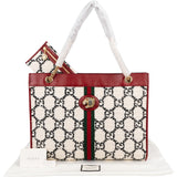 Gucci Monogram GG Tweed Web Stripe Rajah Tote Shoulder Bag