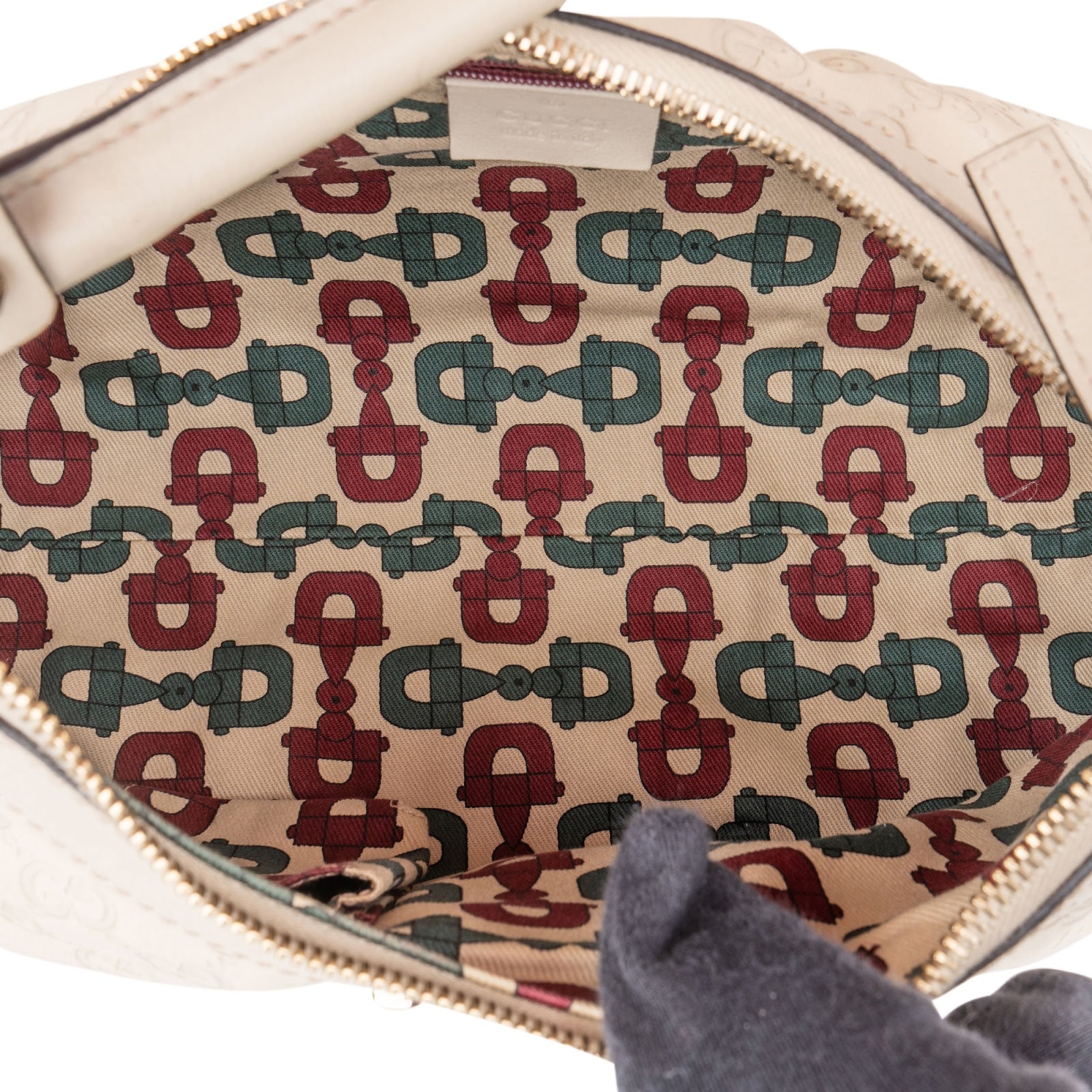 Gucci Leather Monogram Abbey Handbag - vintageandkickz