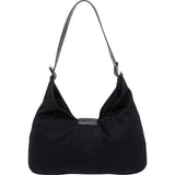 Fendi Black Cotton Baguette Buckel Shoulder Bag