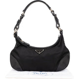 Prada Tessuto and Leather Triangle Hobo Shoulder Bag