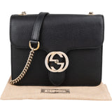 Gucci Black Leather Interlocking GG Crossbody Bag