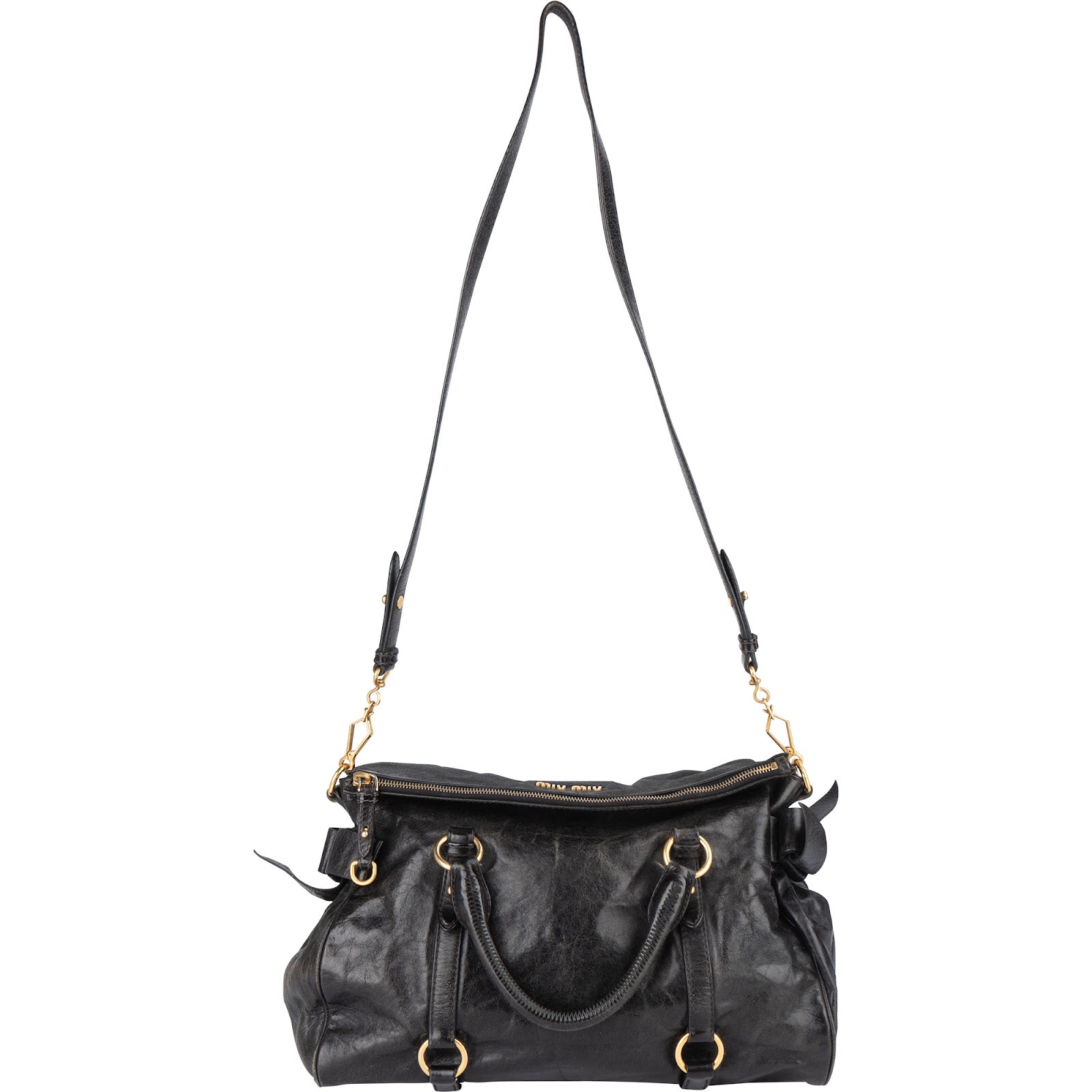 Miu Miu Vitello Lux Leather City Handbag - vintageandkickz