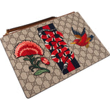 Gucci Monogram GG Supreme Appliqués Floral Animales Stitch Web Stripe Pouch Clutch