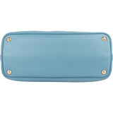 Prada Blue Saffiano Leather Double Handbag - vintageandkickz