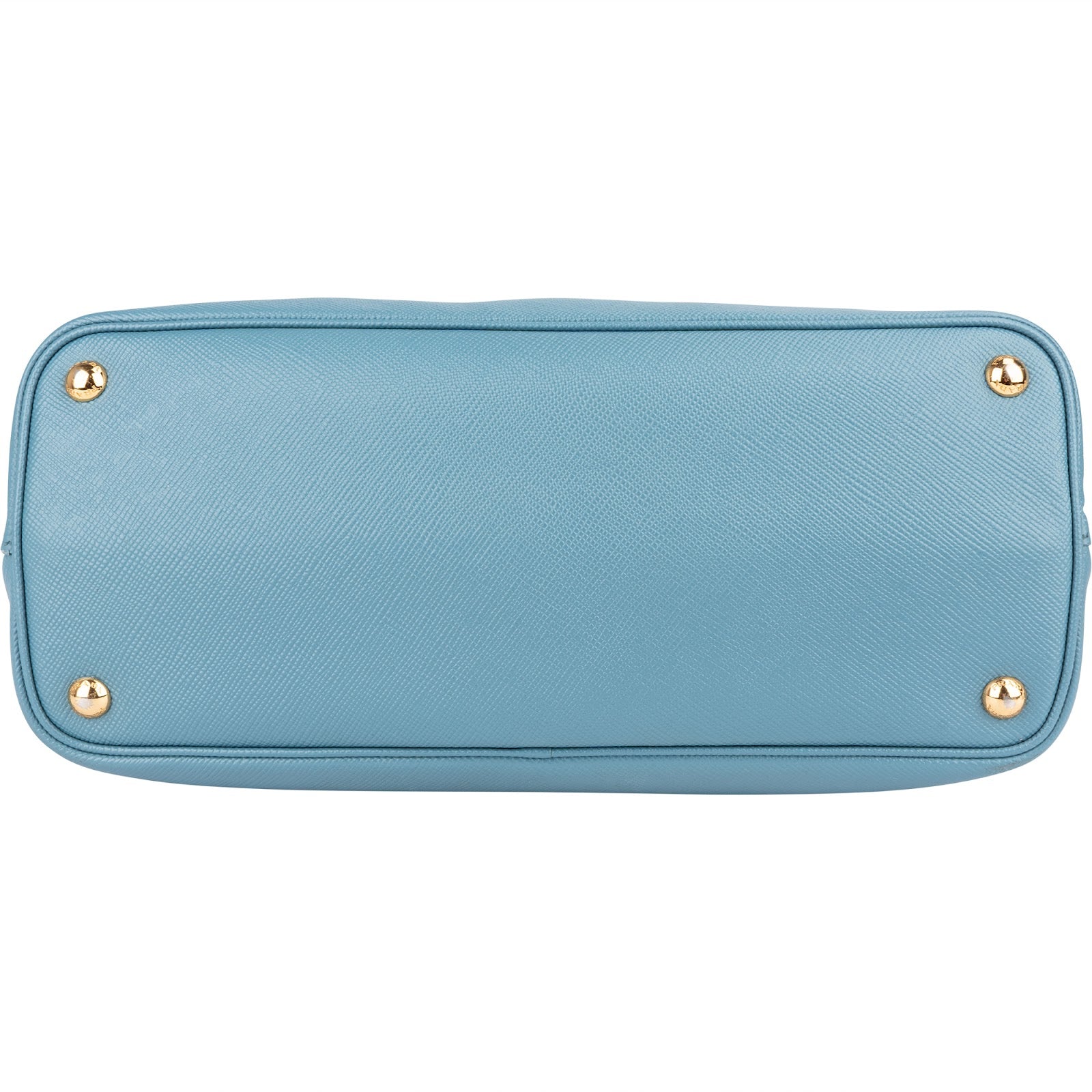 Prada Blue Saffiano Leather Double Handbag - vintageandkickz