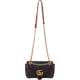 Gucci Black Matelassé Leather Red Edges GG Marmont Crossbody Bag