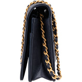 Chanel Quilted Caviar Leather Boy Wallet On Chain Crossbody Bag