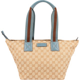Gucci Monogram GG Canvas Blue Web Stripe Shopper Shoulder Bag