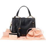 Miu Miu Black Grained Leather Madras Top Handle Handbag
