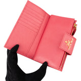 Prada Pink Saffiano Leather Clip Wallet
