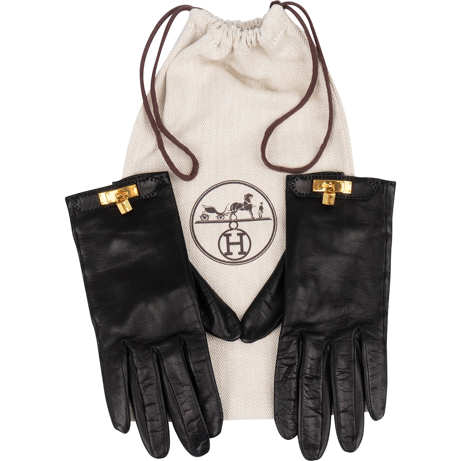 [🔄️B08 / F40] Hermès Black Leather Kelly Gloves - vintageandkickz