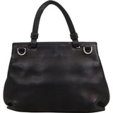 Gucci Black Pebbled Leather Bamboo Handbag