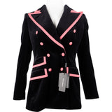 Dolce & Gabbana Multicolor Samt Velvet Double Breasted Contrast Trim Blazer (IT42)