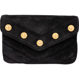 Chanel Suede Quilted Chevron Button Envelope Pouch