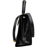 Salvatore Ferragamo Black Leather Calfskin Gancini Top Handle Handbag