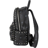 MCM Visetos Monogram Black Small Studded Stark Backpack