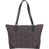 Coach Black Leather Monogram Signature Zip Tote Shoulder Bag