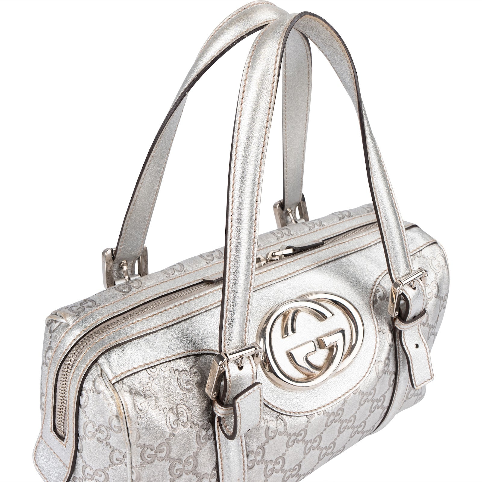 [🔄️B11 / F06] Gucci Guccissima Leather Interlocking G Boston Bag Handbag - vintageandkickz