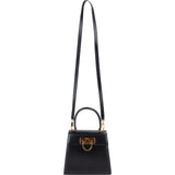Salvatore Ferragamo Black Leather Gancini Top Handle Handbag