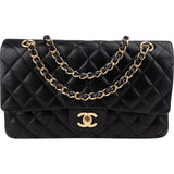 Chanel Quilted Lambskin CC Medium Double Flap Shoulder Bag