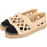 Chanel Raffia Cage CC Espadrilles Shoes (37)