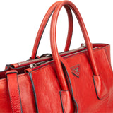 Prada Glaced Grained Leather Double Zip Tote Shopper Handbag