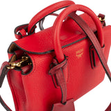 MCM Red Pebbled Leather Aren Mini Top Handle Crossbody Bag
